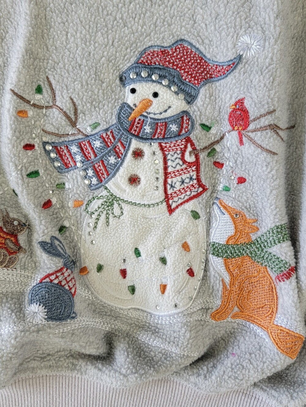 Alfred Dunner Classic Sweatshirt 3X Gray Crewneck Embroidered Christmas Snowman - Picture 3 of 9
